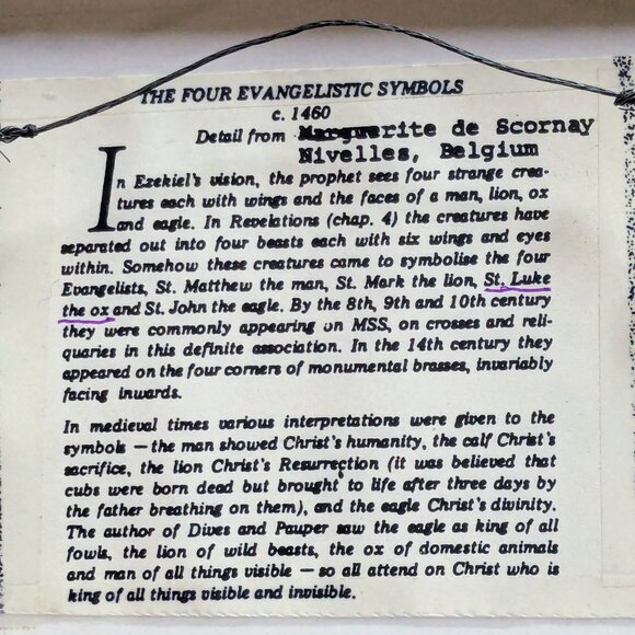 Professionally Handmade and Framed Winged Bull St. Luke Evangelist Brass Rubbing - Picture 4 of 4